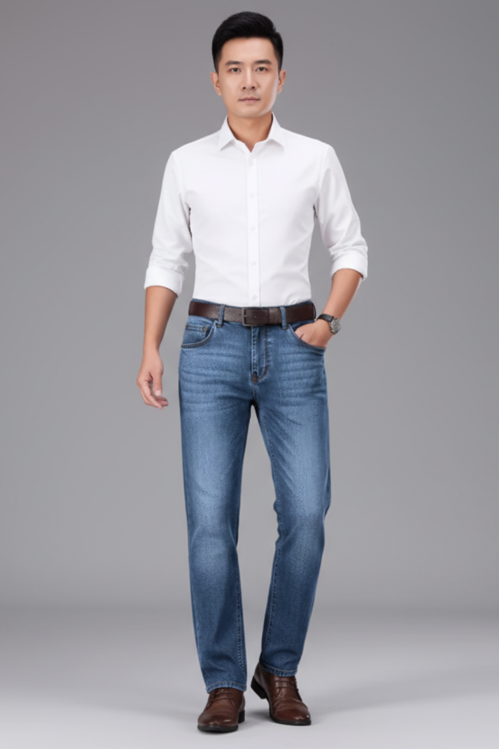 Men’s Summer Straight Jeans - Lightweight Slim Denim Trousers