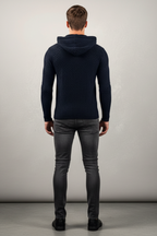 Men’s Textured Slim Fit Hooded Jumper - Knit Pullover