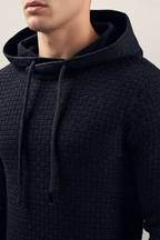 Men’s Textured Slim Fit Hooded Jumper - Knit Pullover