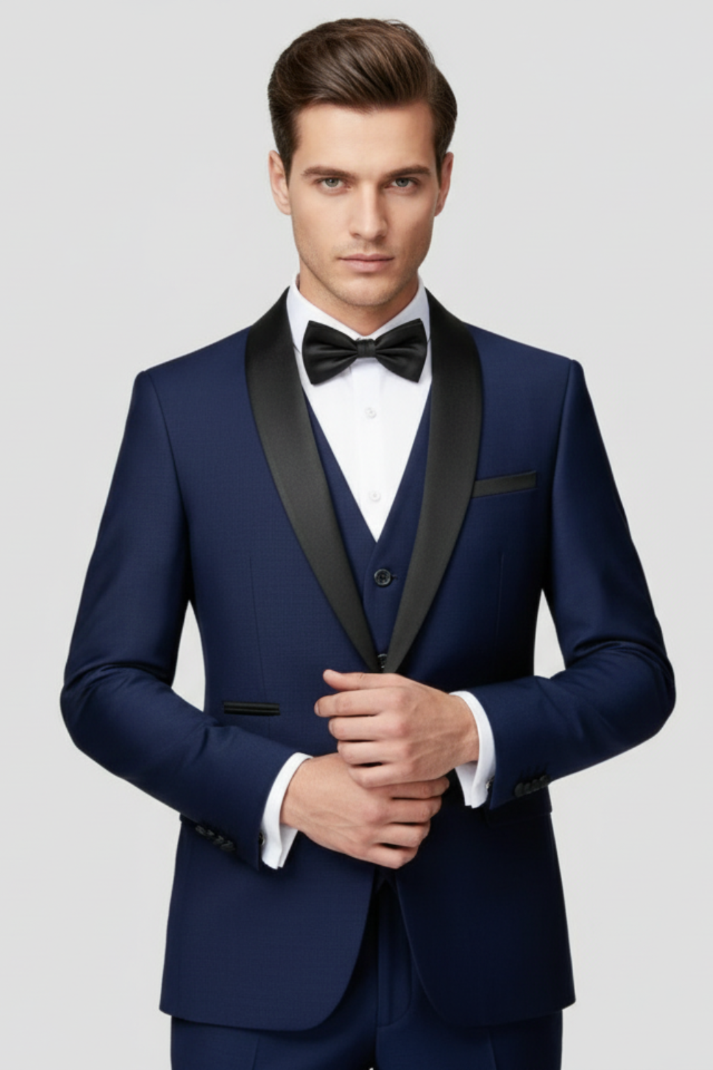Men’s Tuxedo Three-Piece Suit - Satin Collar Formal Ensemble