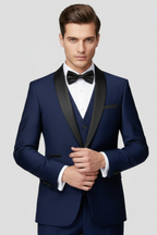 Men’s Tuxedo Three-Piece Suit - Satin Collar Formal Ensemble