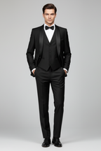 Men’s Tuxedo Three-Piece Suit - Satin Collar Formal Ensemble