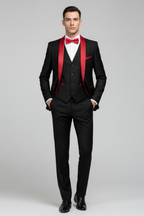 Men’s Tuxedo Three-Piece Suit - Satin Collar Formal Ensemble