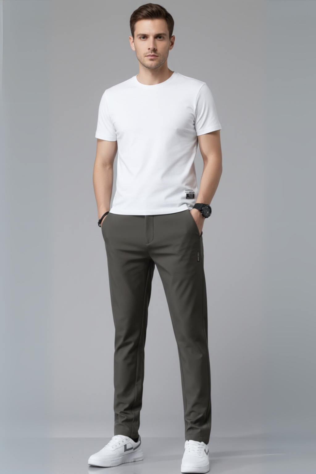 Men’s Ultra-Thin Slim Straight Pants - Stretch Casual Trousers