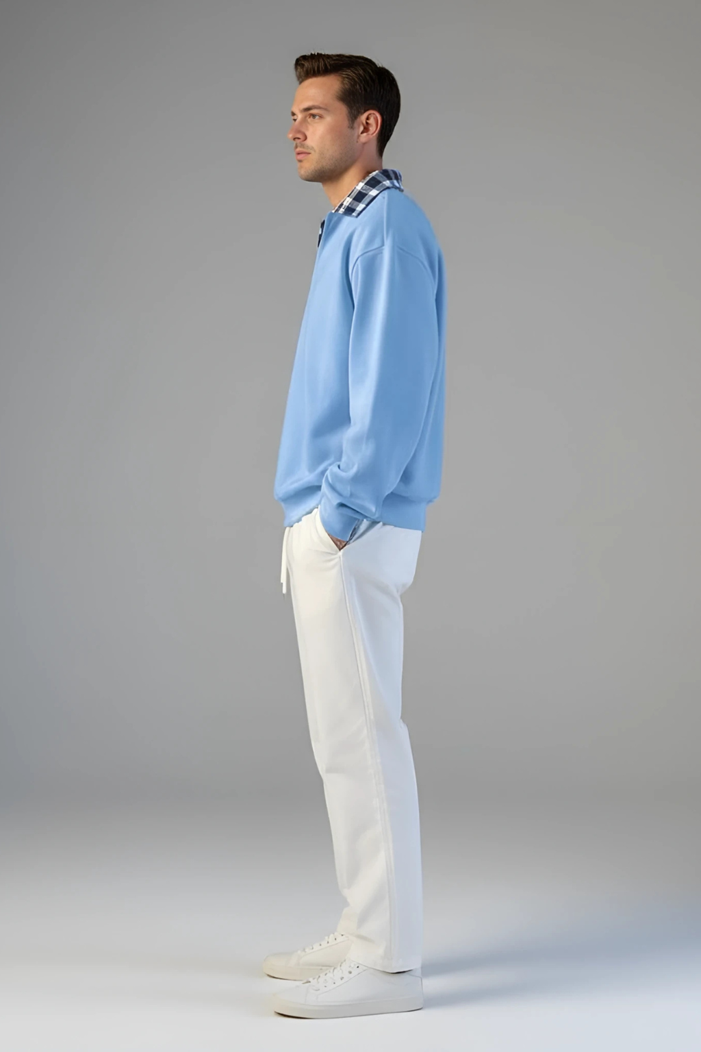Men’s V-Neck Sweatshirt - Loose Fit Pullover