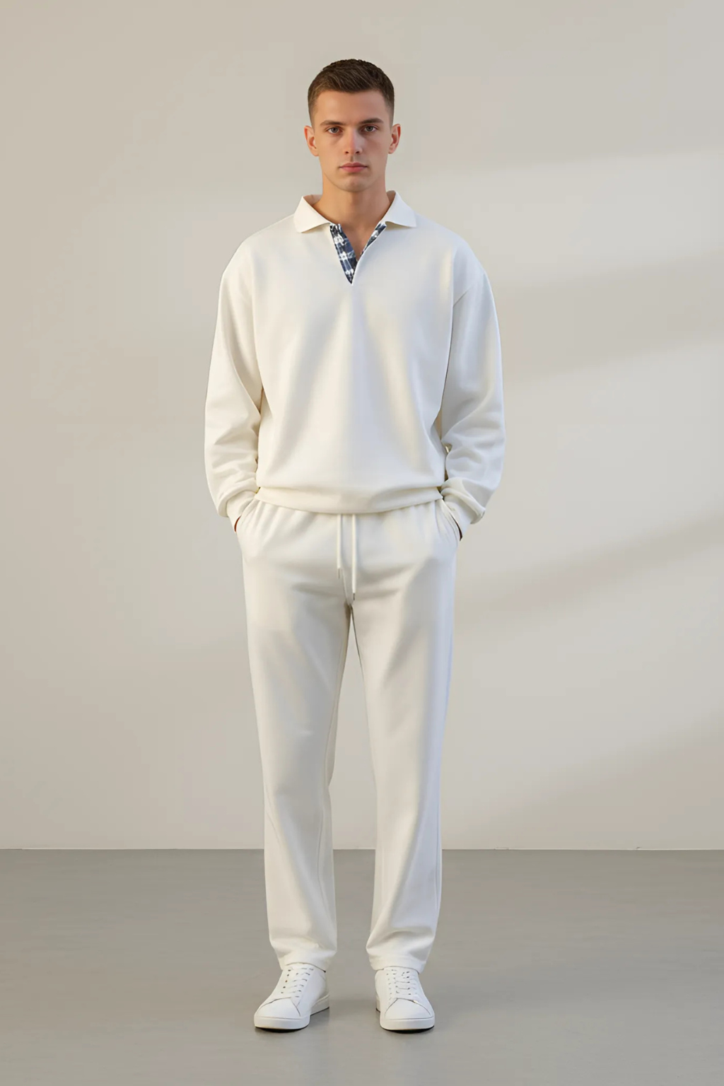 Men’s V-Neck Sweatshirt - Loose Fit Pullover