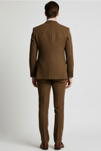 Men’s Vintage-Inspired Three-Piece Suit - Structured Slim Cut and Heritage Weave