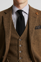 Men’s Vintage-Inspired Three-Piece Suit - Structured Slim Cut and Heritage Weave