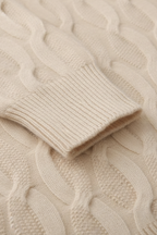 Men’s Wool Blend Cable Knit Sweater - Relaxed Fit Crew Neck Pullover