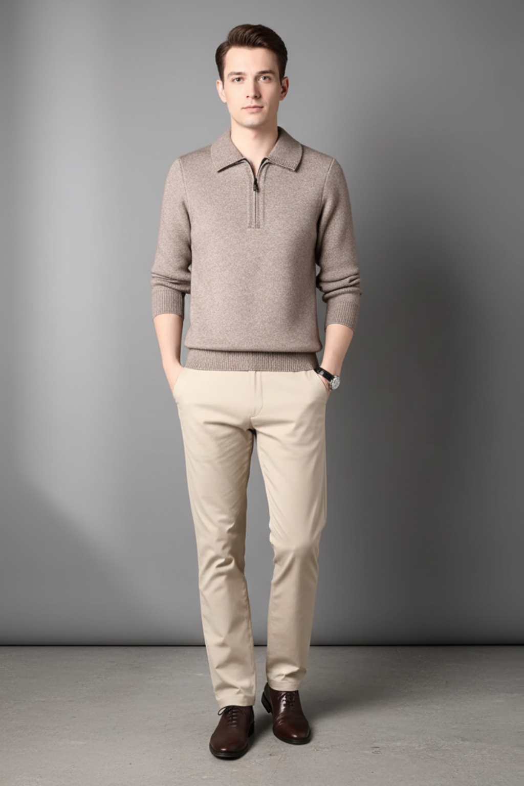 Men’s Wool Blend Quarter Zip Sweater - Regular Fit Knit Pullover