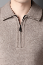 Men’s Wool Blend Quarter Zip Sweater - Regular Fit Knit Pullover