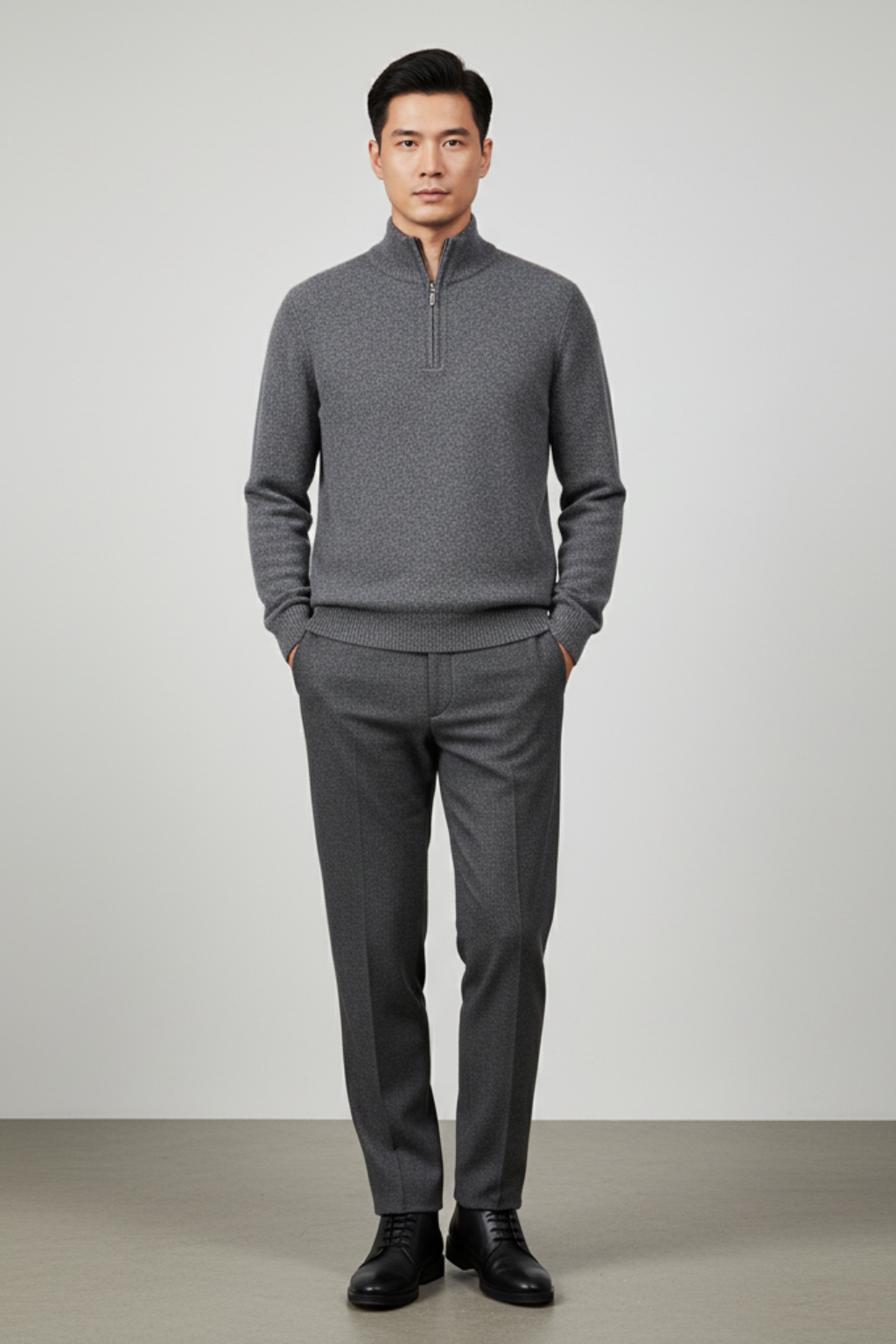 Men’s Wool Blend Quarter Zip Sweater - Regular Fit Knit Pullover