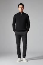 Men’s Wool Blend Quarter Zip Sweater - Regular Fit Knit Pullover
