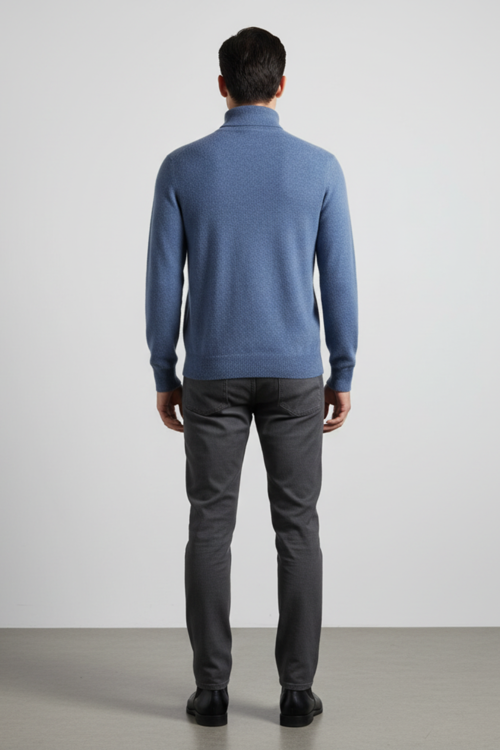 Men’s Wool Blend Turtleneck Sweater - Ribbed Cuffs Regular Fit Pullover