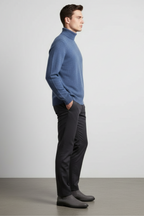 Men’s Wool Blend Turtleneck Sweater - Ribbed Cuffs Regular Fit Pullover