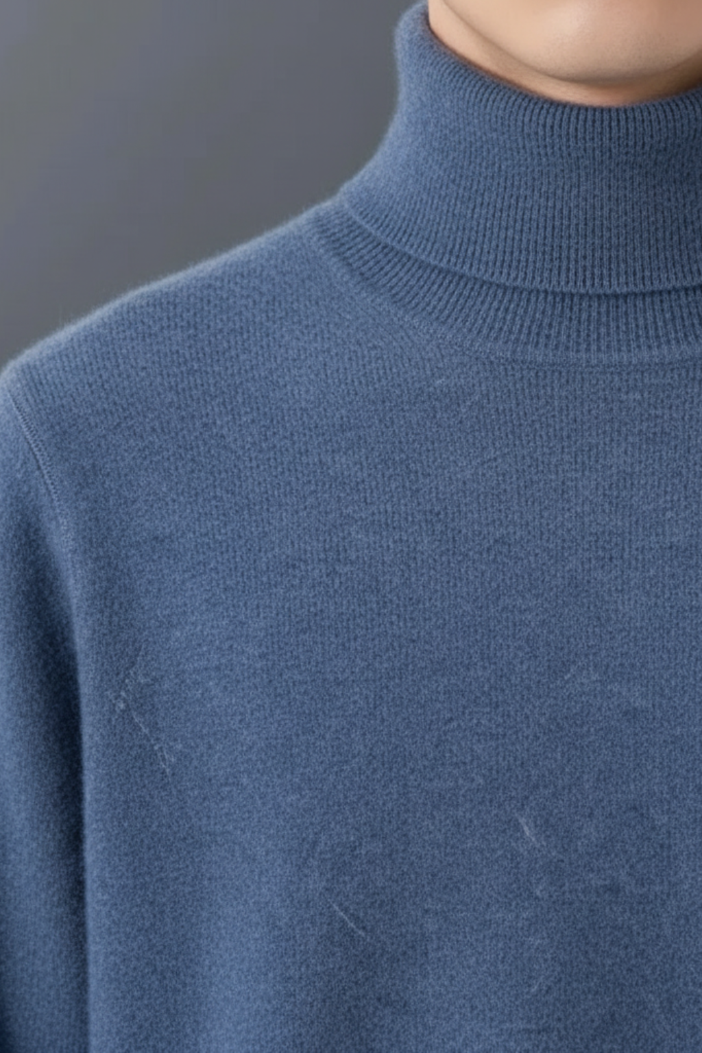 Men’s Wool Blend Turtleneck Sweater - Ribbed Cuffs Regular Fit Pullover