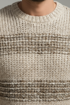 Men’s Wool Knit Sweater - Norwegian Pattern Relaxed Fit Pullover