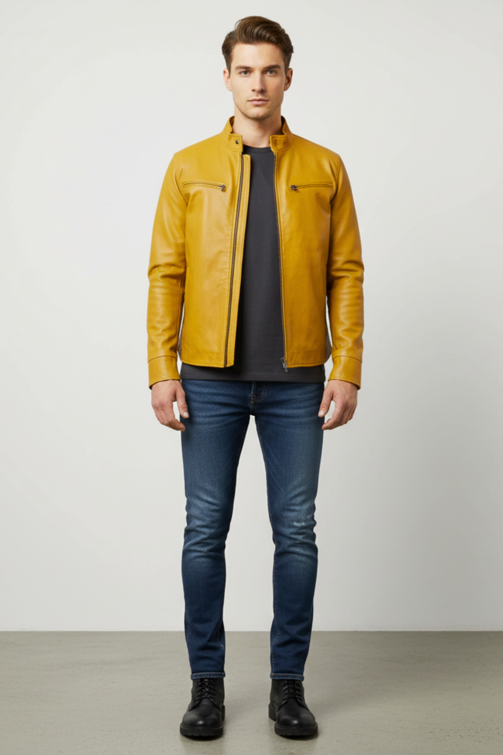 Men’s Biker Style Zipper Jacket