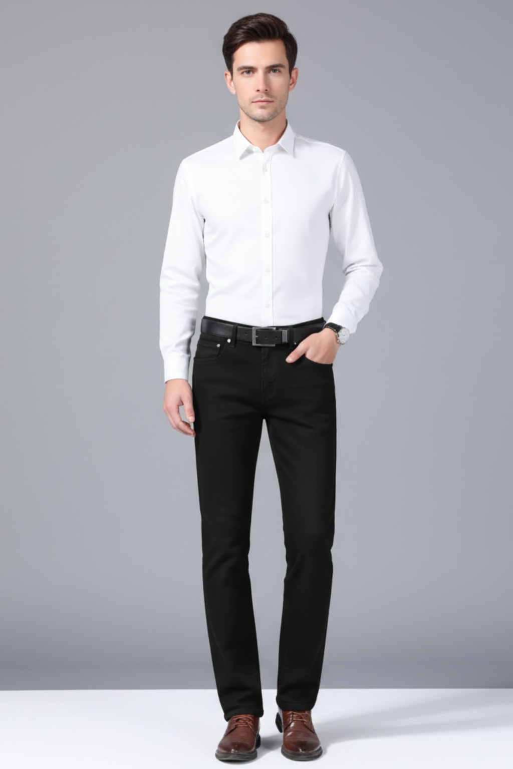 Men’s Classic Slim Fit Jeans - Soft Black Straight Denim