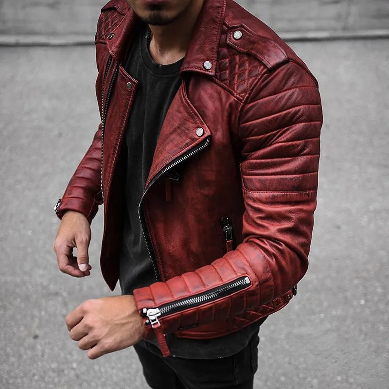 Adam | Men’s Zip Up Quilted Biker Style Jacket