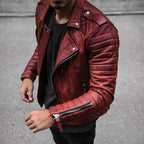 Adam | Men’s Zip Up Quilted Biker Style Jacket
