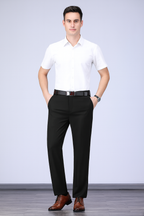 Men’s Solid Black Stretch Straight Pants – Smart Casual Trousers