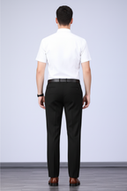 Men’s Solid Black Stretch Straight Pants – Smart Casual Trousers