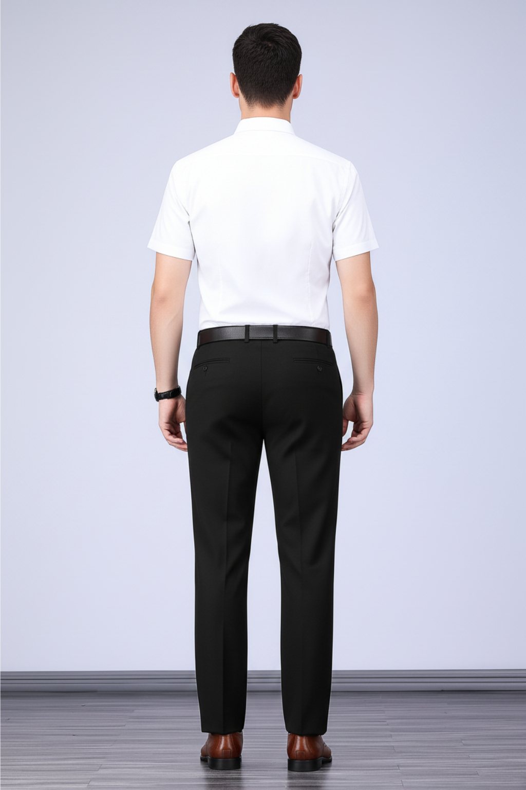 Men’s Solid Black Stretch Straight Pants – Smart Casual Trousers