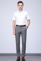 Men’s Solid Black Stretch Straight Pants – Smart Casual Trousers