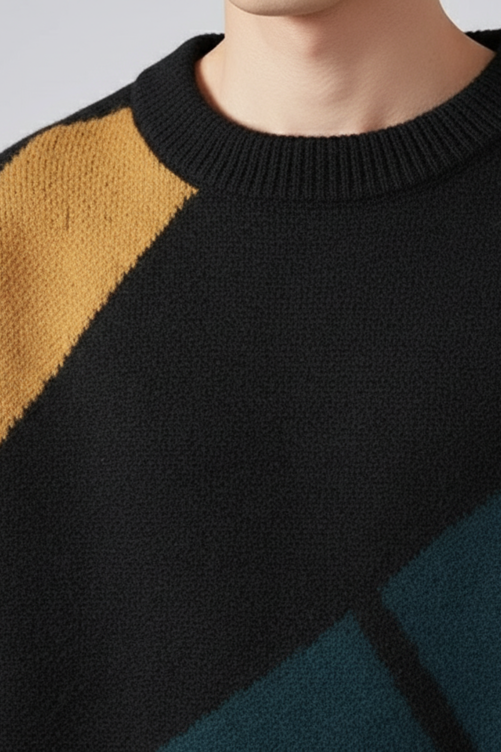 Men’s Thick Cotton Round Neck Sweater - Hefty Knit Layer for Cooler Days