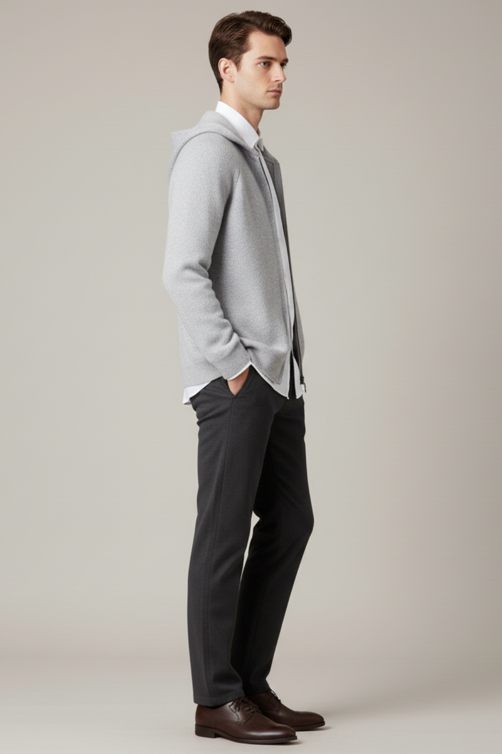 Men’s Thick Hooded Cardigan - Winter Zipper Knit Jacket