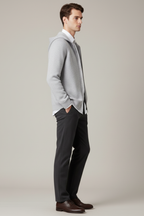 Men’s Thick Hooded Cardigan - Winter Zipper Knit Jacket