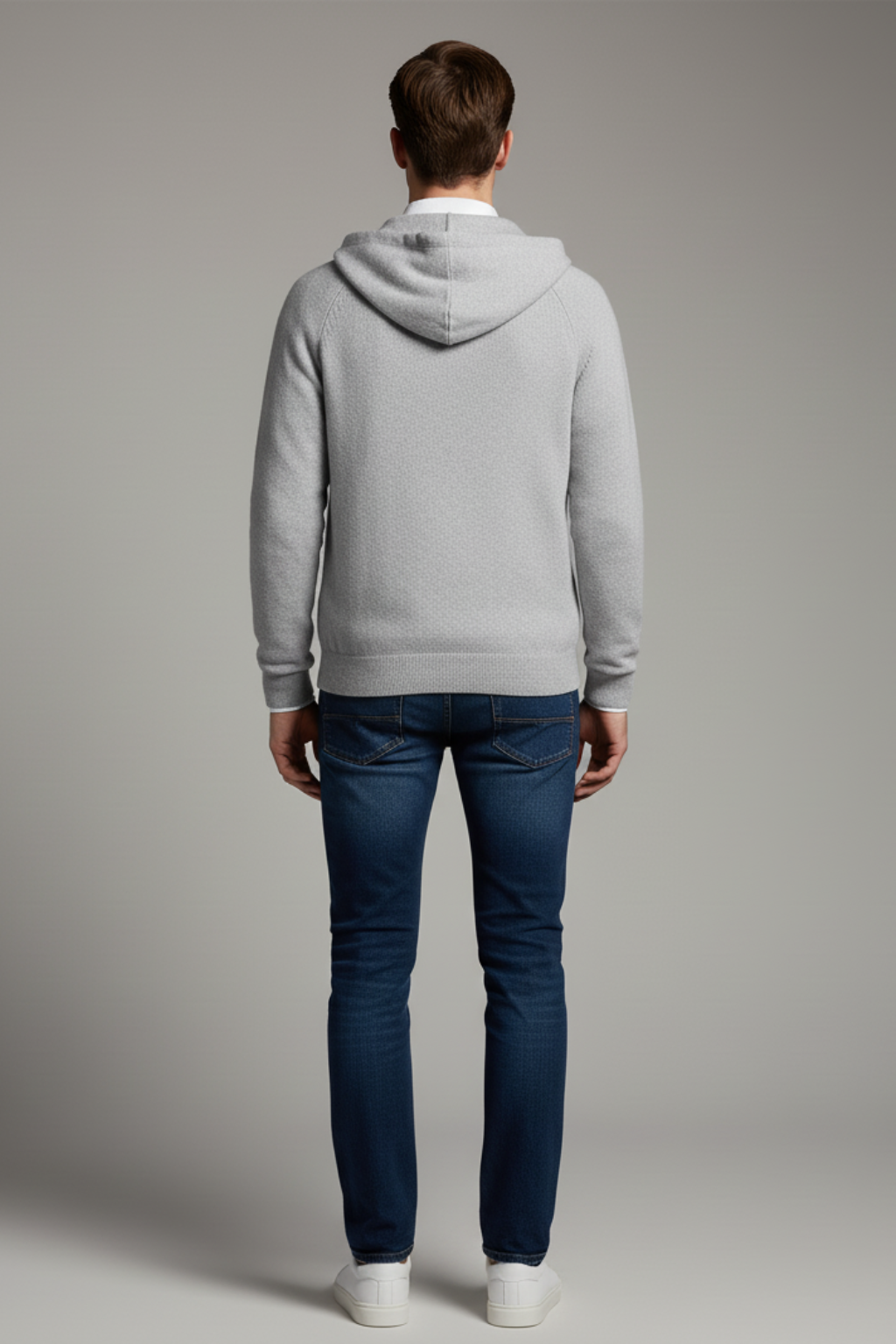 Men’s Thick Hooded Cardigan - Winter Zipper Knit Jacket