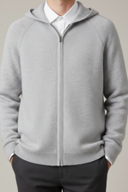 Men’s Thick Hooded Cardigan - Winter Zipper Knit Jacket