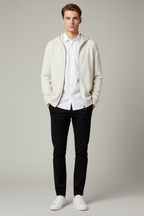 Men’s Thick Hooded Cardigan - Winter Zipper Knit Jacket