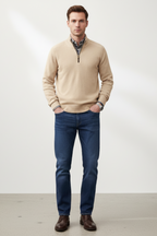 Men’s Wool-Blend Quarter-Zip Sweater - Elevated Layering Piece