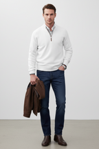Men’s Wool-Blend Quarter-Zip Sweater - Elevated Layering Piece