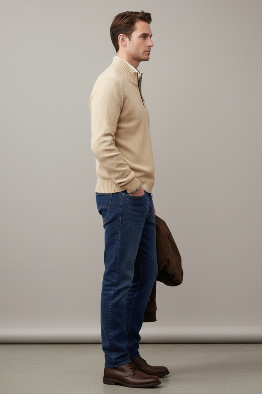 Men’s Wool-Blend Quarter-Zip Sweater - Elevated Layering Piece