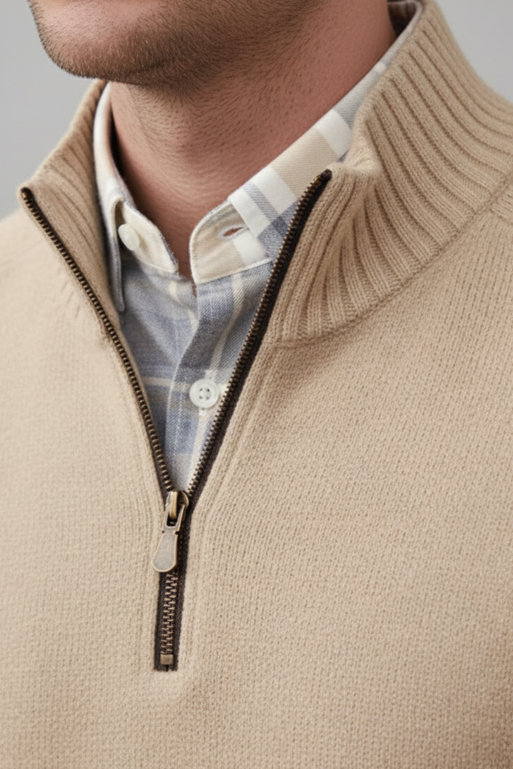 Men’s Wool-Blend Quarter-Zip Sweater - Elevated Layering Piece