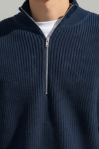 Men’s Wool Blend Half Zip Sweater - Classic Style with Modern Warmth