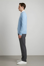 Men’s Wool Blend Sweater - Ribbed Crew Neck Regular Fit Pullover