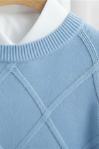Men’s Wool Blend Sweater - Ribbed Crew Neck Regular Fit Pullover