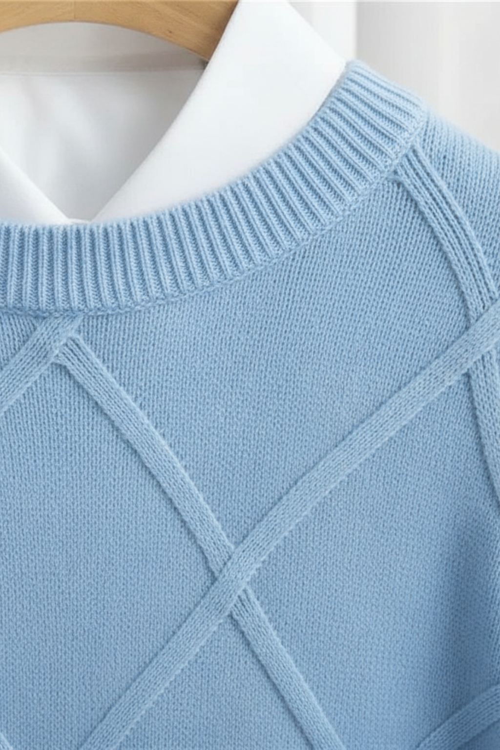 Men’s Wool Blend Sweater - Ribbed Crew Neck Regular Fit Pullover