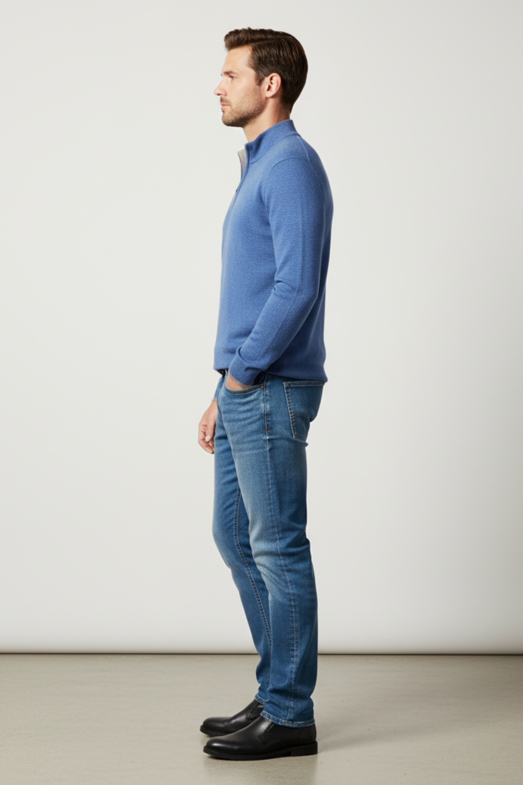 Men’s Zip Up Sweater - Knit Pullover with Ribbed Cuffs
