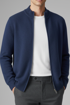 Men’s Zipper Mock Neck Long Sleeve Cardigan - Knitwear for Autumn and Winter