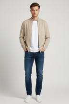 Men’s Zipper Mock Neck Long Sleeve Cardigan - Knitwear for Autumn and Winter