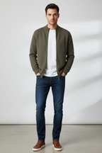 Men’s Zipper Mock Neck Long Sleeve Cardigan - Knitwear for Autumn and Winter