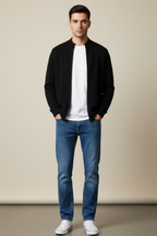 Men’s Zipper Mock Neck Long Sleeve Cardigan - Knitwear for Autumn and Winter