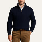 The St. Moritz Cable Knit Zipper Jumper for Men - Old Money Style