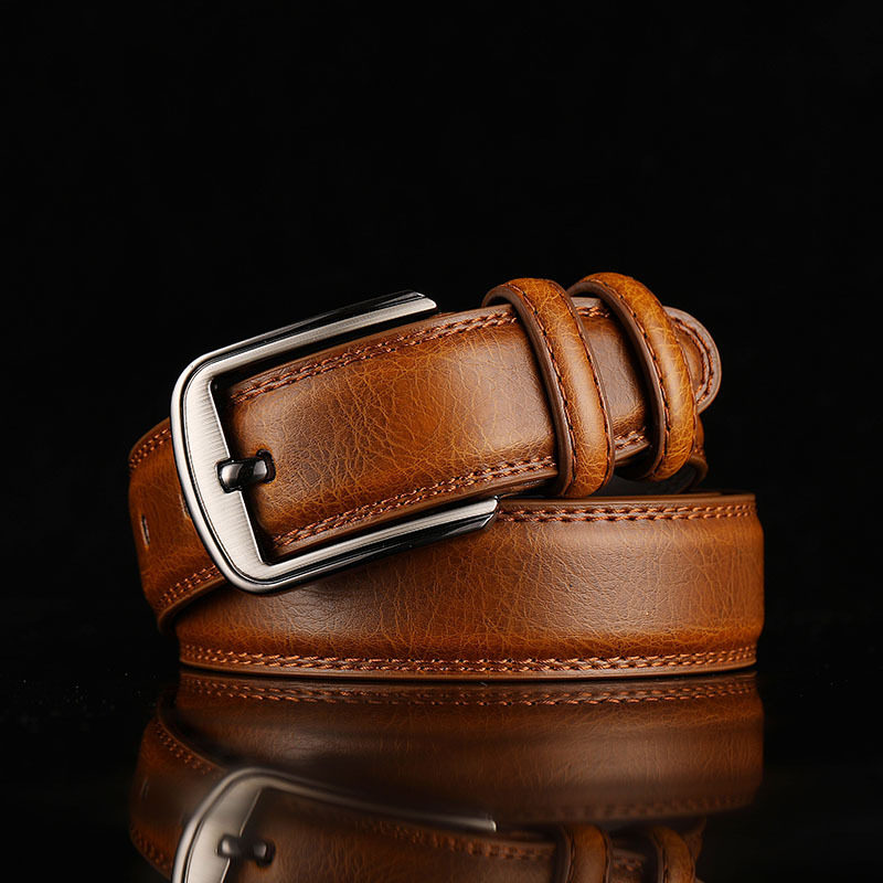 Men’s Vintage Leather Belt Double Pin Buckle Premium Design